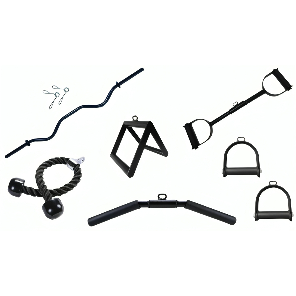 Kit Puxadores Pulley Curvo Corda Estribos Triângulo Neutro de 60cm Barra W com Presilhas