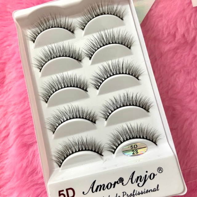 cílios postiços com 5 pares Amor anjo