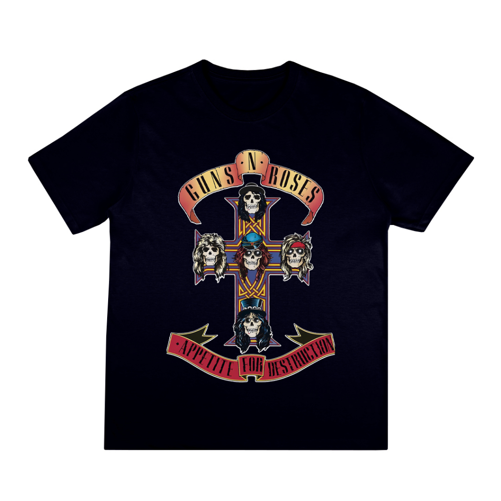 Camiseta Masculina Rock Banda Guns N' Roses Algodão Fio 30.1 Penteado Zero Encolhimento em Oferta na Shopee