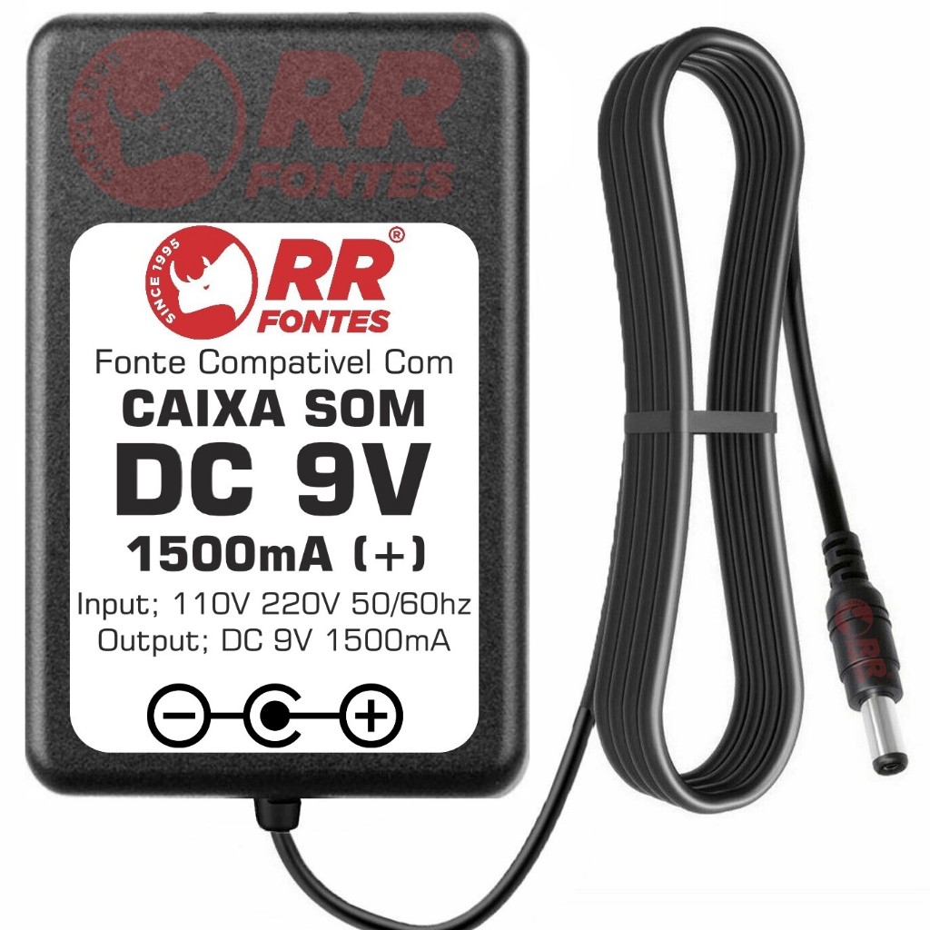Fonte Carregador 9v Caixa Amplificada Gca-201 Gradiente Extreme Colors Bass Boom