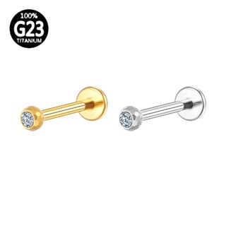 Piercing Helix Conch Labret Titânio Pvd Lapidada Com Zircônia Cravada Rosca Interna