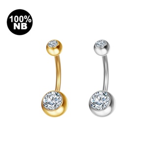 Piercing Umbigo Banana Nióbio Pvd 2 Pedras Zircônia Rosca Interna em Oferta na Shopee
