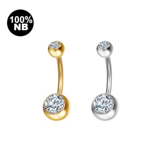 Piercing Umbigo Banana Nióbio Pvd 2 Pedras Zircônia Rosca Externa em Oferta na Shopee
