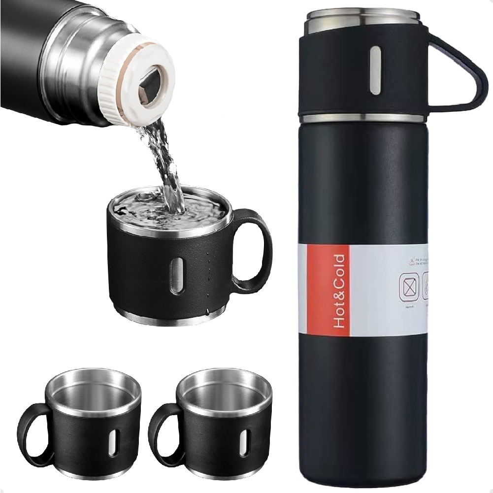 Garrafa Térmica  500 ML Kit 3 Tampa Caneca Xícara Premium Café Chá Água em Oferta na Shopee