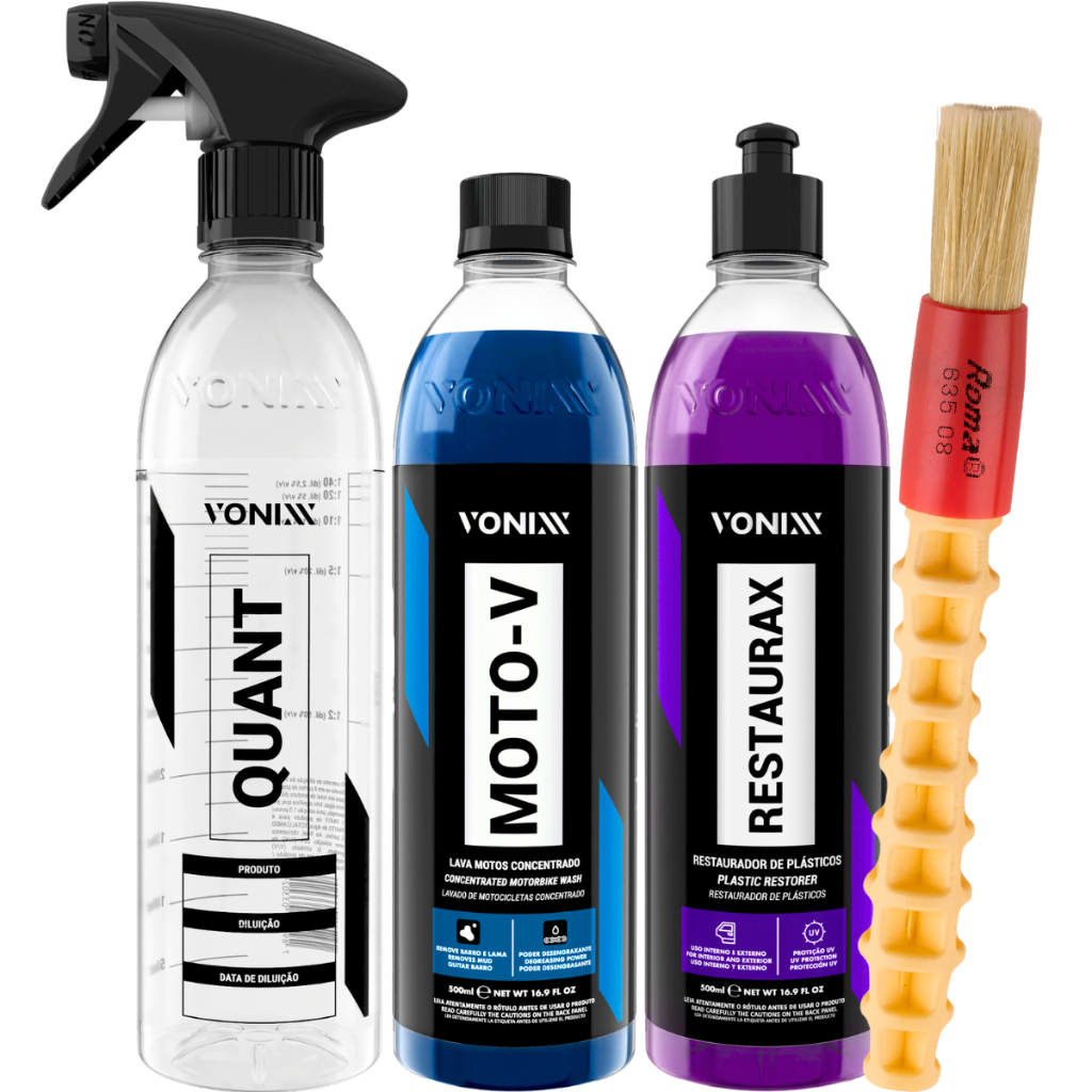 Kit Limpa Motor Lavagem Shampoo Moto-V + Restaurax Vonixx 500ml em Oferta na Shopee