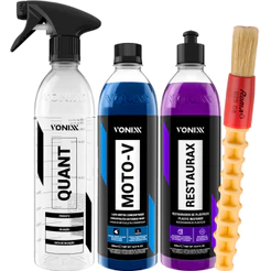 Kit Limpa Motor Lavagem Shampoo Moto-V + Restaurax Vonixx 500ml