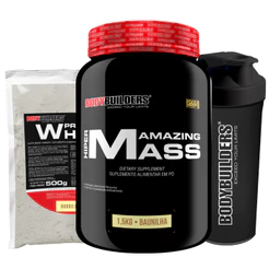 Kit Hipercalórico Amazing Mass 1,5kg + Whey Protein (WPC) 500g + Coqueteleira - Bodybuilders