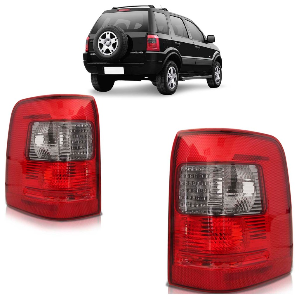 Lanterna Traseira Ecosport 2003 2004 2005 2006 2007 Bicolor Fumê Lente Lisa Acrilico em Oferta na Shopee