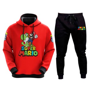 Conjunto De Moletom Adulto e Infantil Super Mario E Yoshi Joguinho em Oferta na Shopee