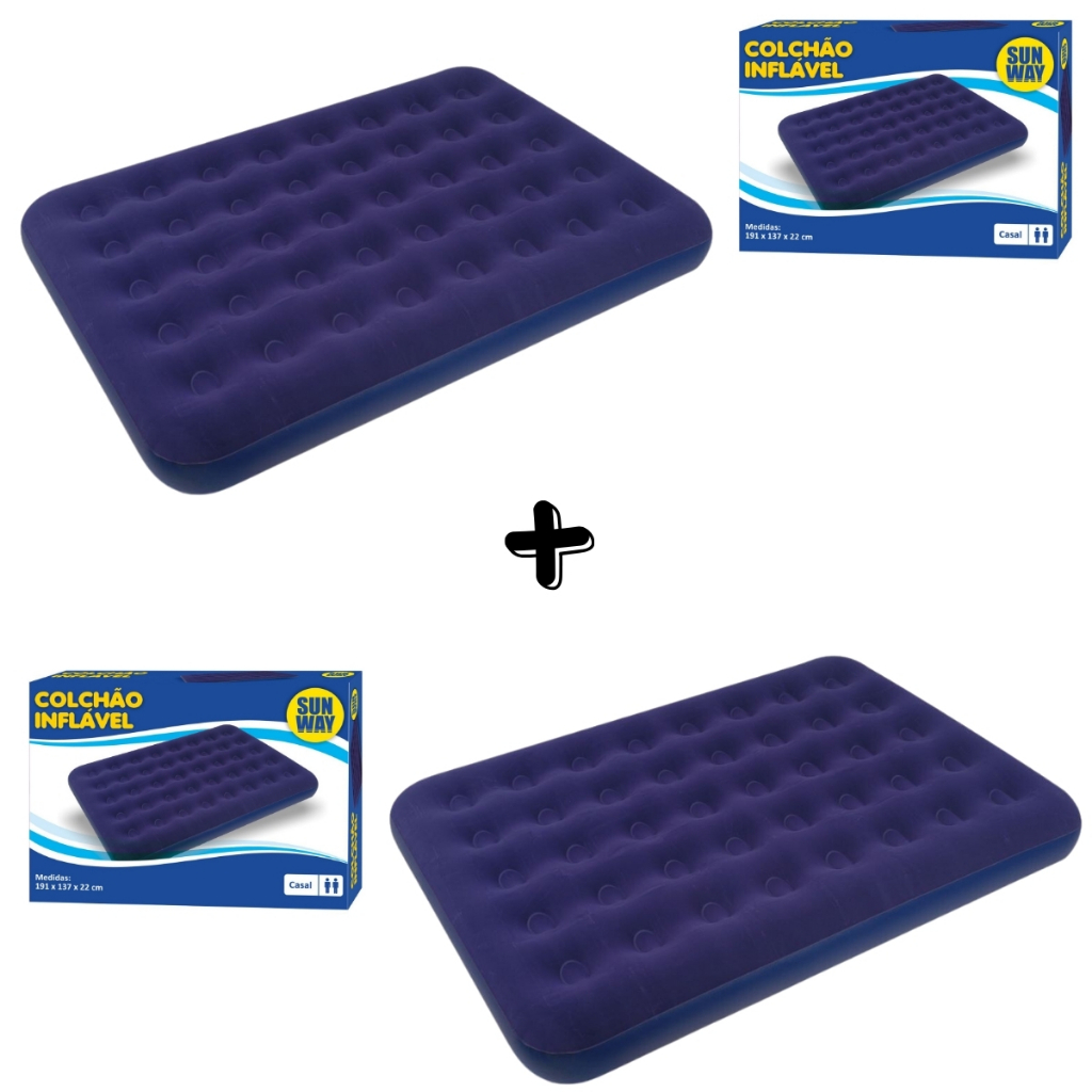 Kit 2 Colchão Inflável Casal Grande Resistente Confortável Prático Acampamento Viagem