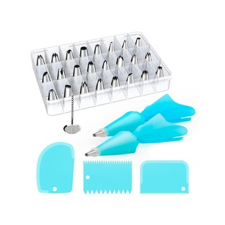 24 bico de confeitar em Aço Inox Bicos e Saco Para Confeitar - bico para confeitar + acessórios