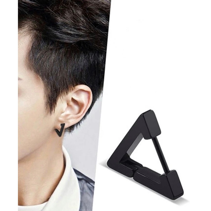 Brinco Masculino Preto, Prata, Dourado/ Brinco Aço Inoxidável Antialérgico/ 1 UNIDADE (NÃO É O PAR)