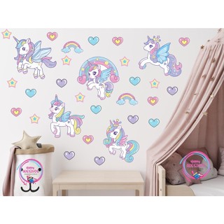 Adesivo Infantil Decoração Quarto Unicórnio Arco Íris Baby Menina Parede Rosa Roxo Estrelas Corações em Oferta na Shopee