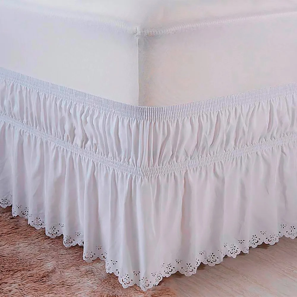Saia Box Solteiro 2 Elásticos Acabamento Bordado Ultrassônico Cama Colchão