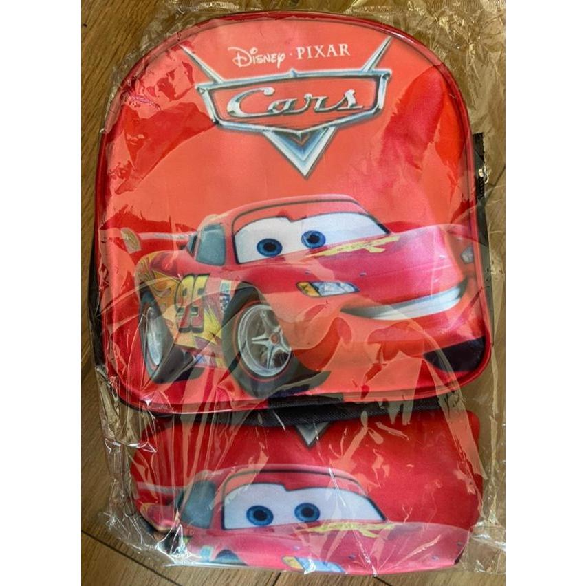 Kit Lancheira + Estojo Carros Filme Personagens Infantil Mochila Mochilinha Escolar Material Bolsinha McQueen Escola
