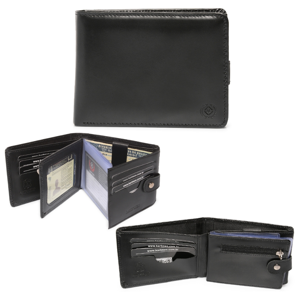 Carteira Masculina Grande Couro Legítimo Bovino Na Caixa ref. 560 Preto ⭐Ganhe um chaveiro⭐ em Oferta na Shopee