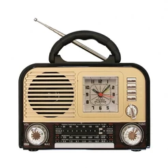 Rádio Bluetooth com Relógio Despertador AM FM USB Cartão Bateria