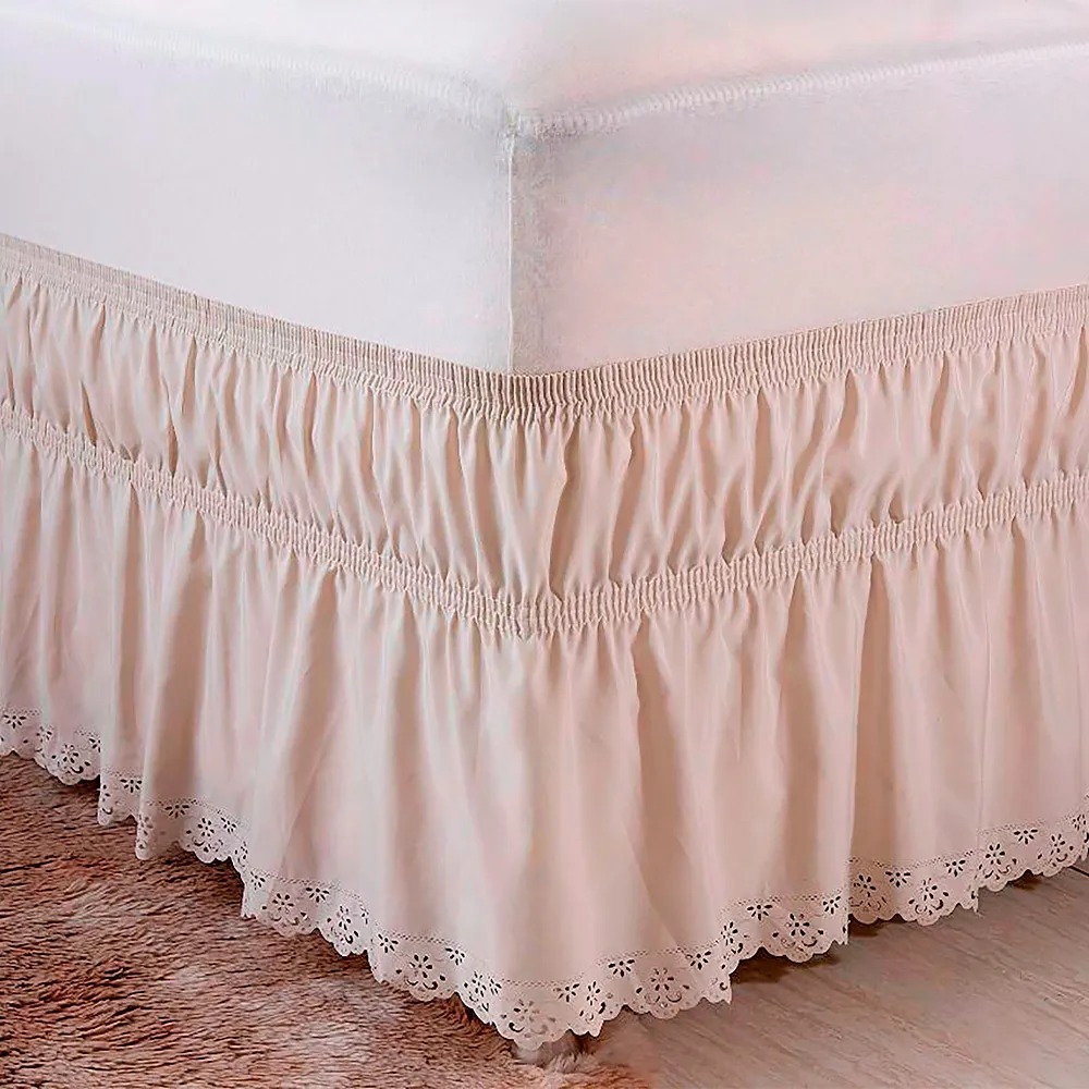 Saia Box Casal Queen 2 Elásticos Acabamento Bordado Ultrassônico Cama Colchão em Oferta na Shopee