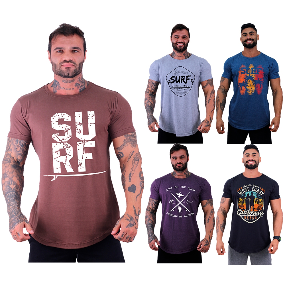 Kit 5 Camisetas Longline MXD Conceito SURF Prancha Praia Surfista