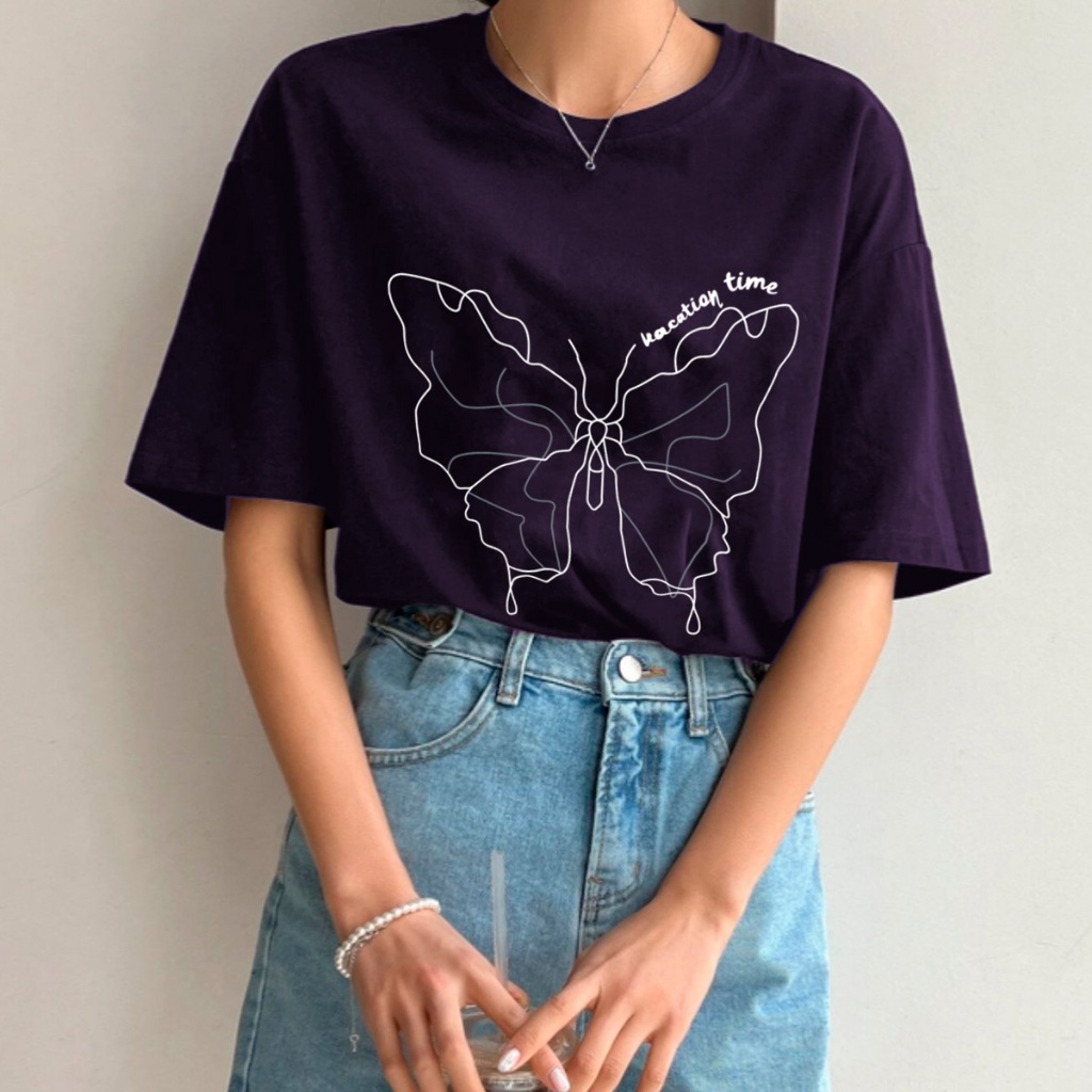 Camiseta Oversized Macia Streetwear Estampada Desenho Traços Linhas Borboleta Vocatin Time T-Shirt 