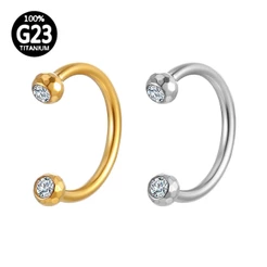 Piercing Septo Helix Daith Ferradura Lapidada Titânio Pvd Com Zircônia Cravada