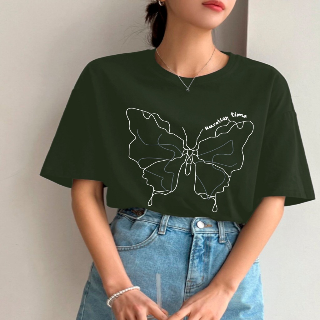 Camiseta Feminina Blogueira Oversized Vintage Moderno Moda Gringa Streetwear Tik Tok Basica Simples
