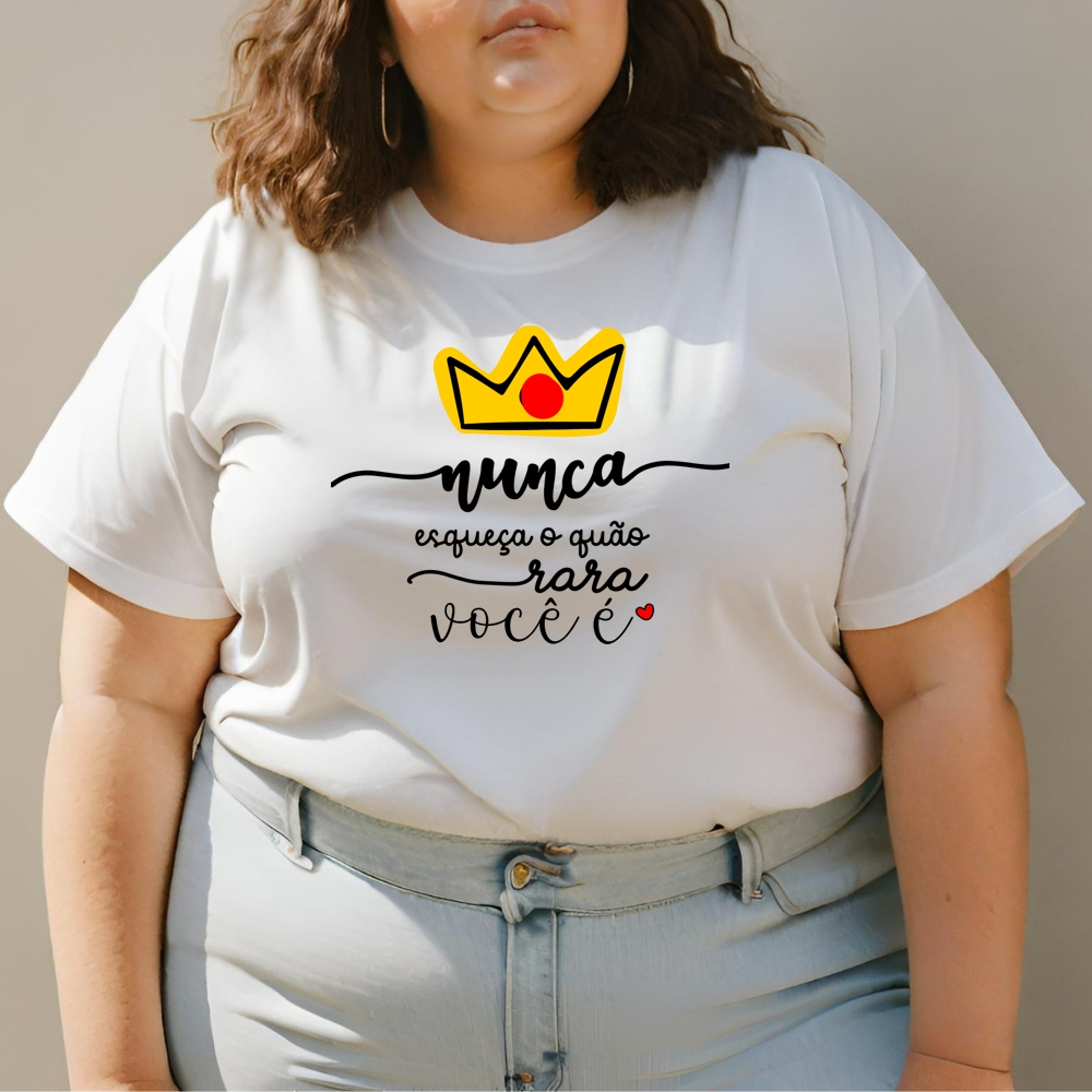 Camiseta T-shirt Feminina Plus Size Estampado Mulher Poderosa Blusinha Algodão Camisa Moda GuGi