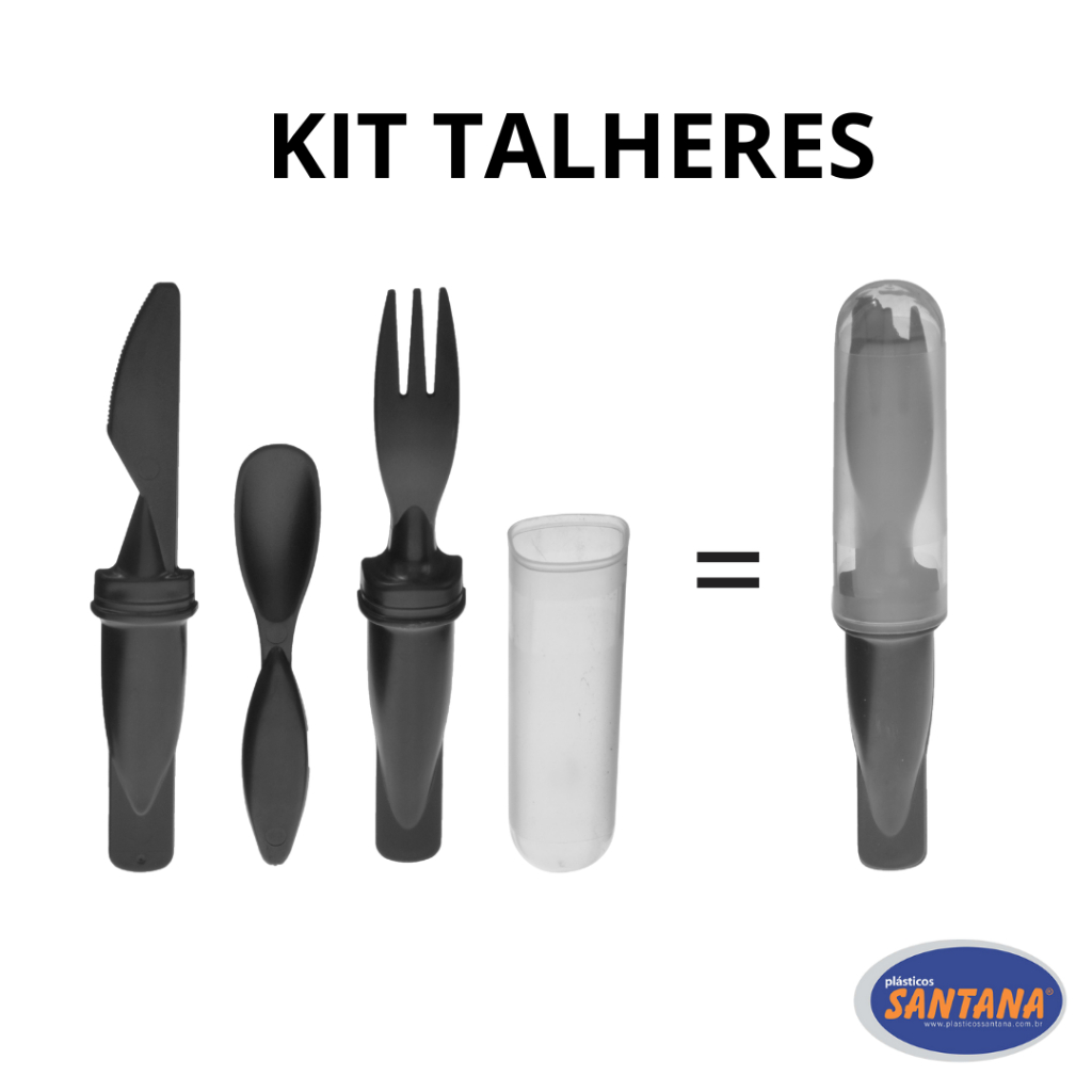 Kit Talheres 3 Em 1 Portátil Com Capa Protetora   ...