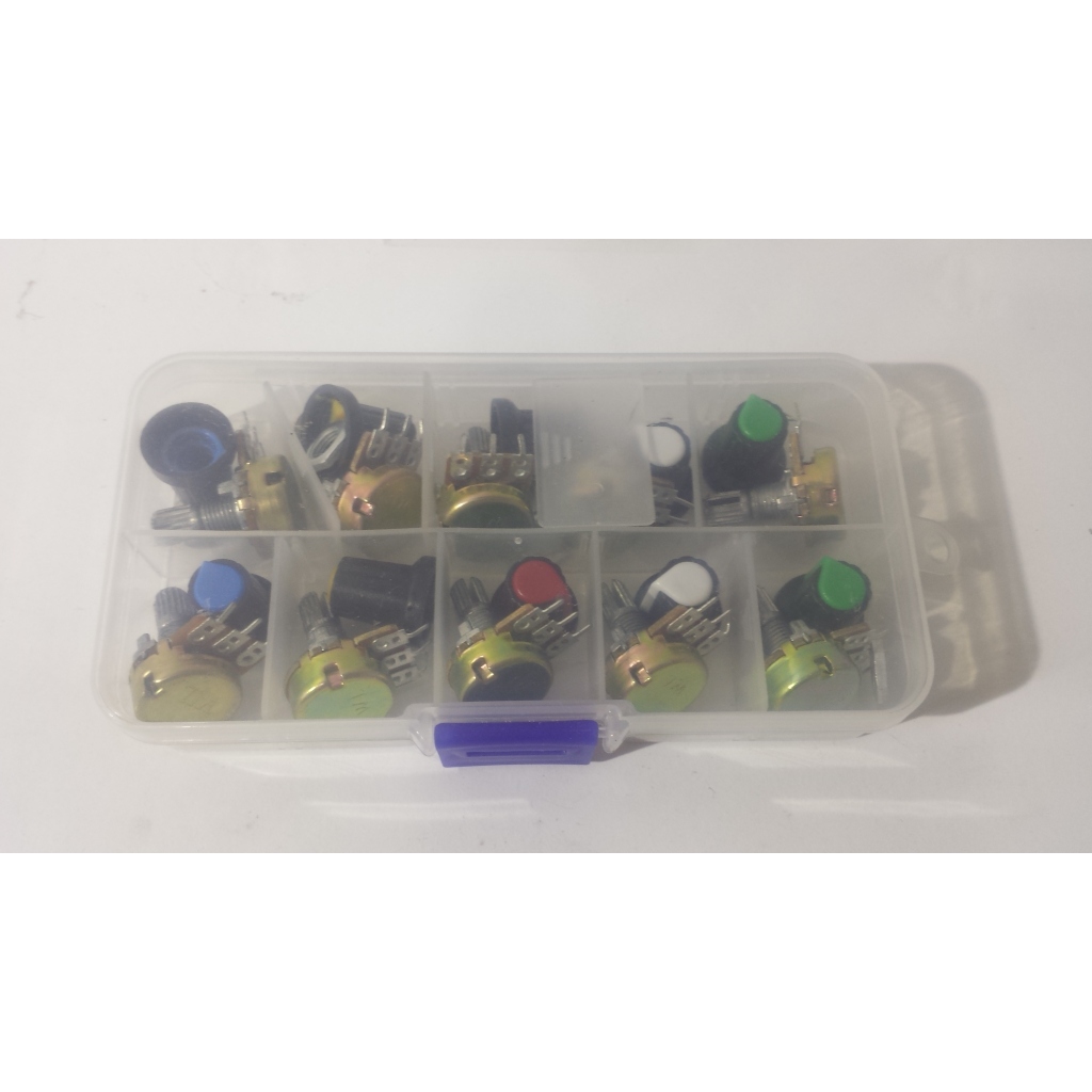 Kit Potenciômetro B1K 2K 5K 10K 20K 50K 100K 250K 500K 1M 15mm Conjunto De Resistor Rotativo Linear 3 Pinos Com