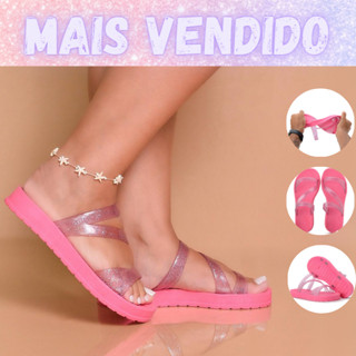 Papete Feminina Tira 3 Glitter Anatómica Linda Confortável Mais Vendida Promoção