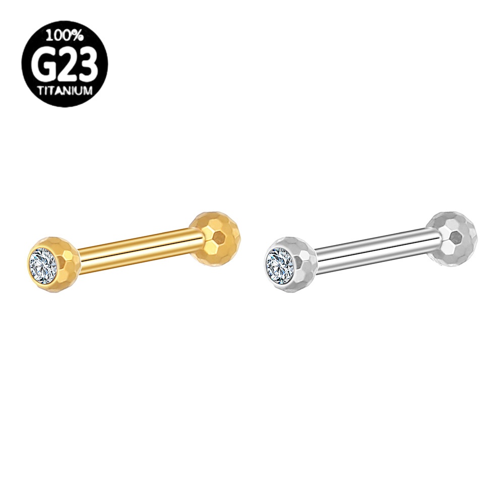 Piercing Helix Flat Conch Tragus Barbell Titânio Pvd Lapidada Com Zircônia Cravada Rosca Externa