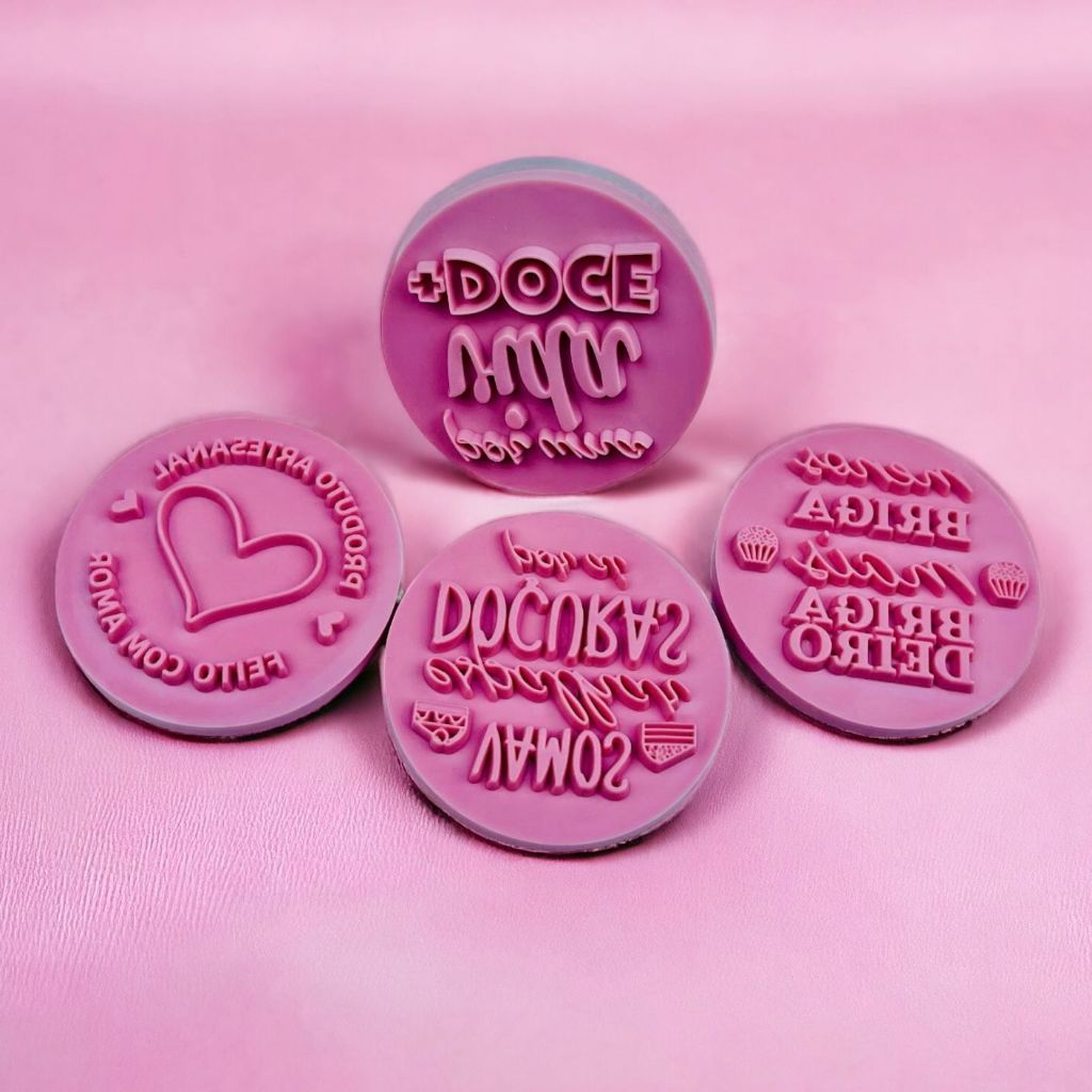 Kit Carimbos Frases Doce- Grande 5 Cm - Cor Rosa (Blue Star) - Home & Living