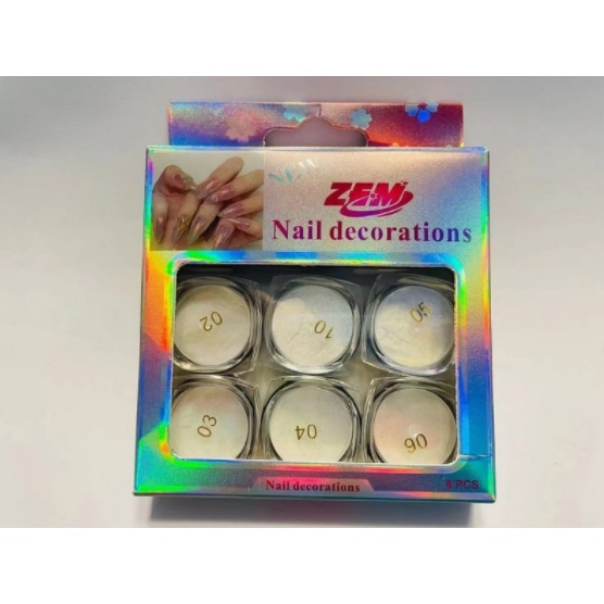 Kit Com 6 Pó De Sereia Holográfico / Glitter Branco Decoração De Unhas Asa de Borboleta Nail Art Glitter Em Pó Acrigel