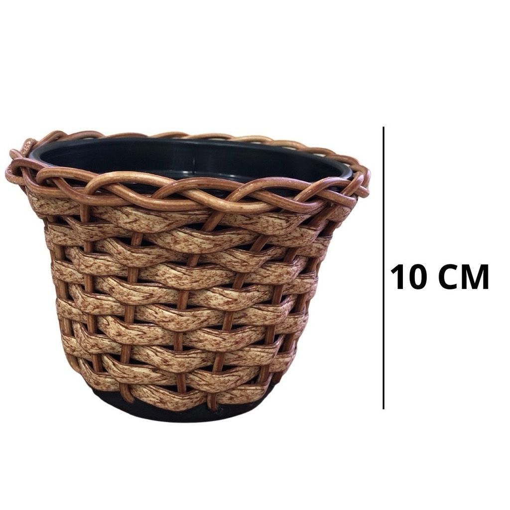 Arranjo c/ 3 Trepadeira Folha de Hera + Vaso Trançado Marrom — imagem 2 de 2
