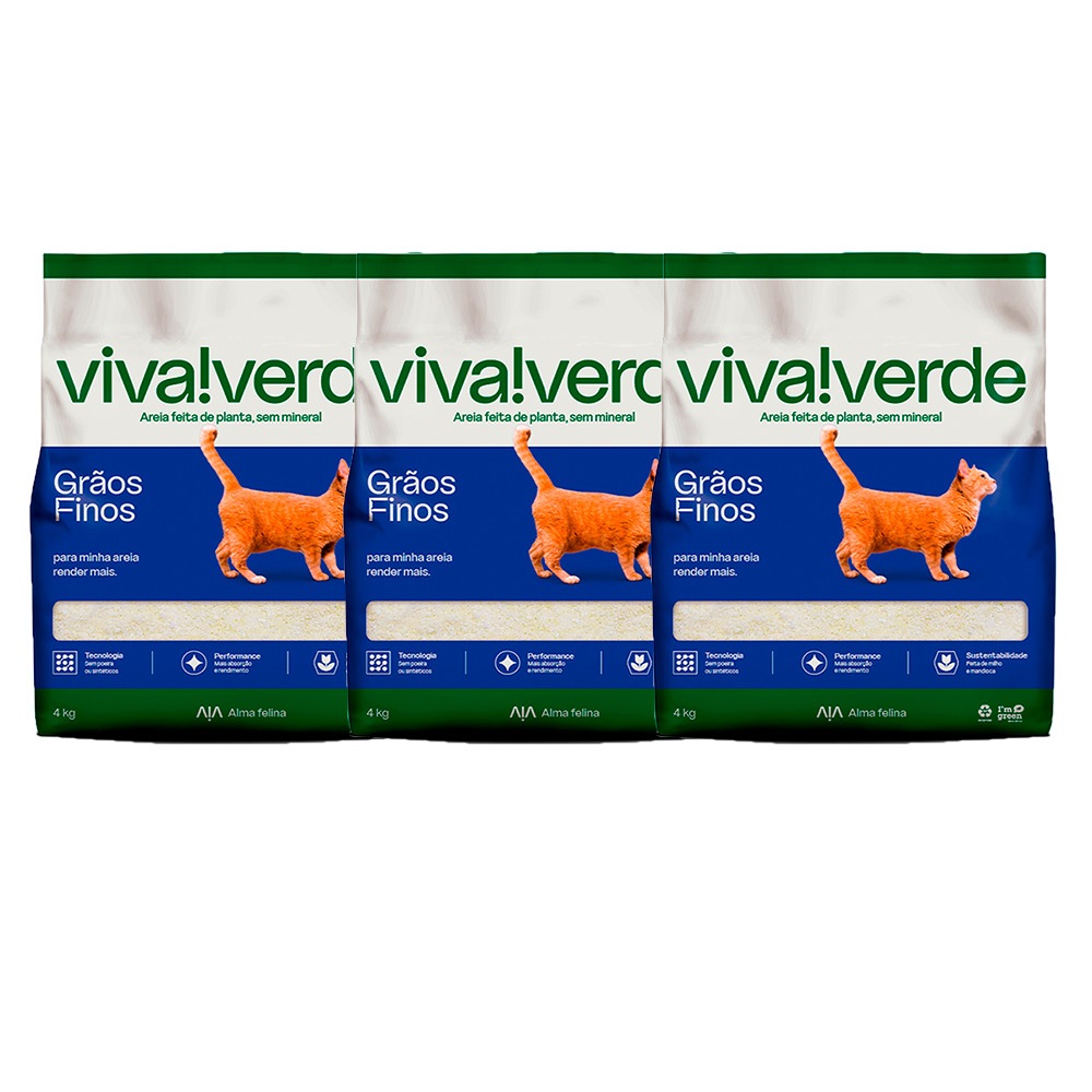 Kit 3 Areia Higiênica Biodegradável Limpeza Plena Viva Verde 4 kg em Oferta na Shopee