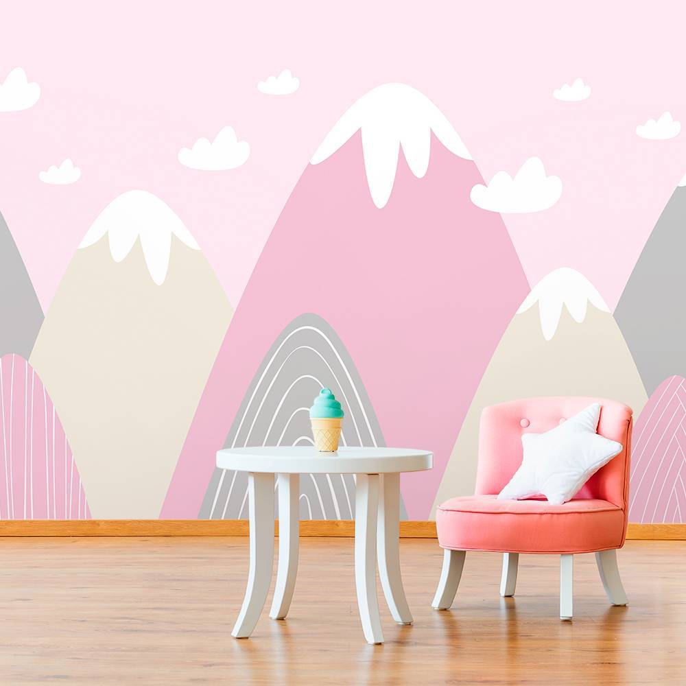Papel de parede montanhas gelo rosa