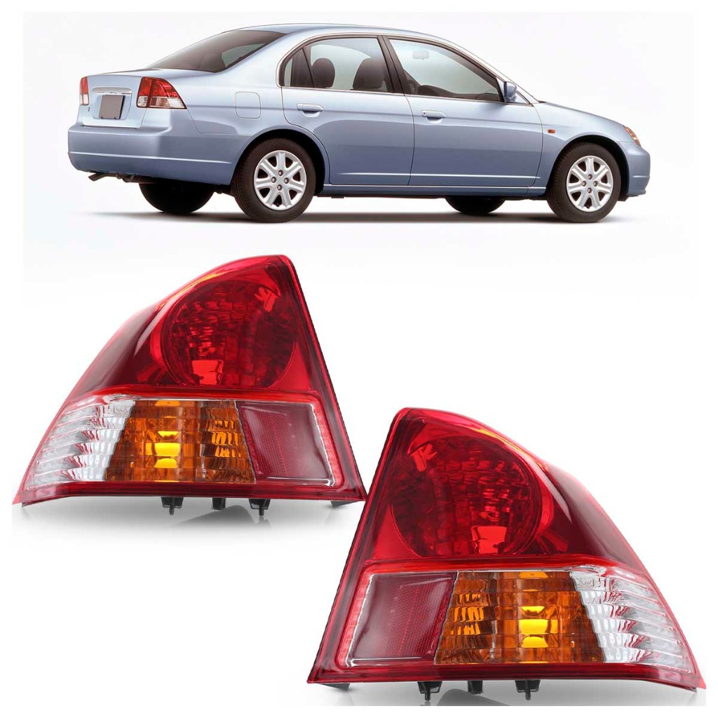 Lanterna Traseira Civic 2004 2005 2006 Canto Bicolor Lente Lisa Acrilico em Oferta na Shopee