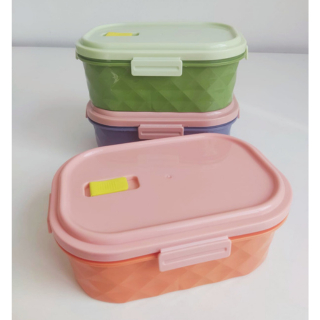 Pote Tipo Tupperware Retangular Plástico Colorida Com Tampa Marmita Lancheira 800ml