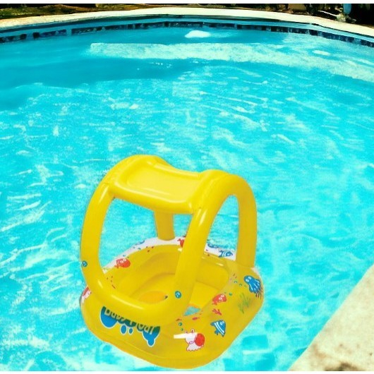 Boia Bote Bebê com Cobertura Fralda Infantil na cor Amarela Proteja seu Bebê Enquanto ele se Diverte na Piscina ou Praia
