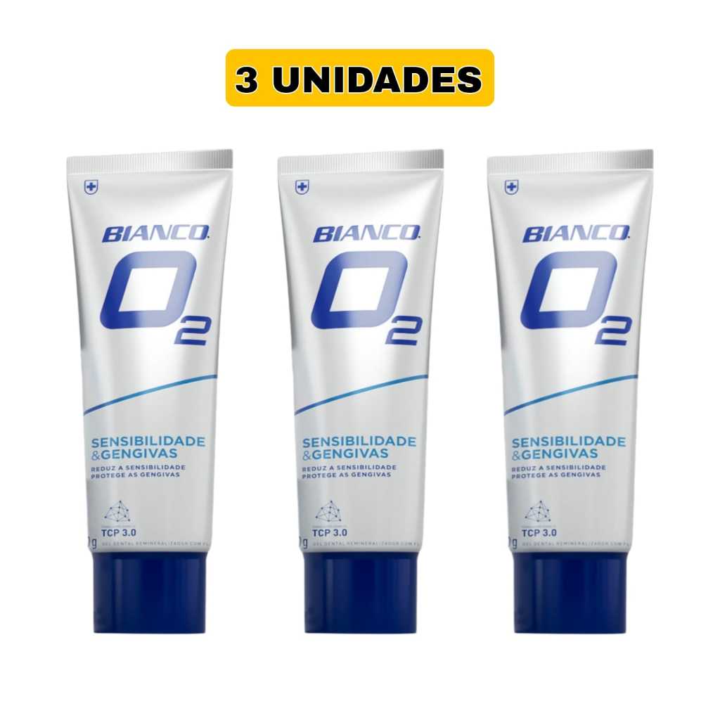 3 Creme Dental Bianco O2 Reduz Sensibilidade E Protege Gengiva em Oferta na Shopee
