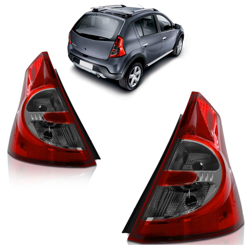 Lanterna Traseira Sandero 2009 2010 2011 2012 2013 2014 Fumê Lente Lisa Acrilico - Spare Parts and Accessories for Vehicles