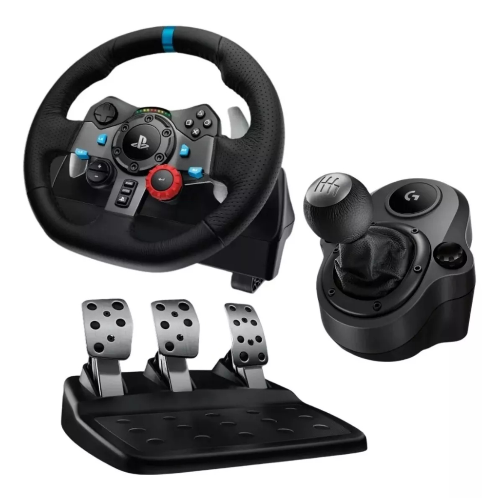 Kit Volante + Acelerador Logitech G29 Driving Force para PS3/PS4/PS5/PC + Câmbio G29