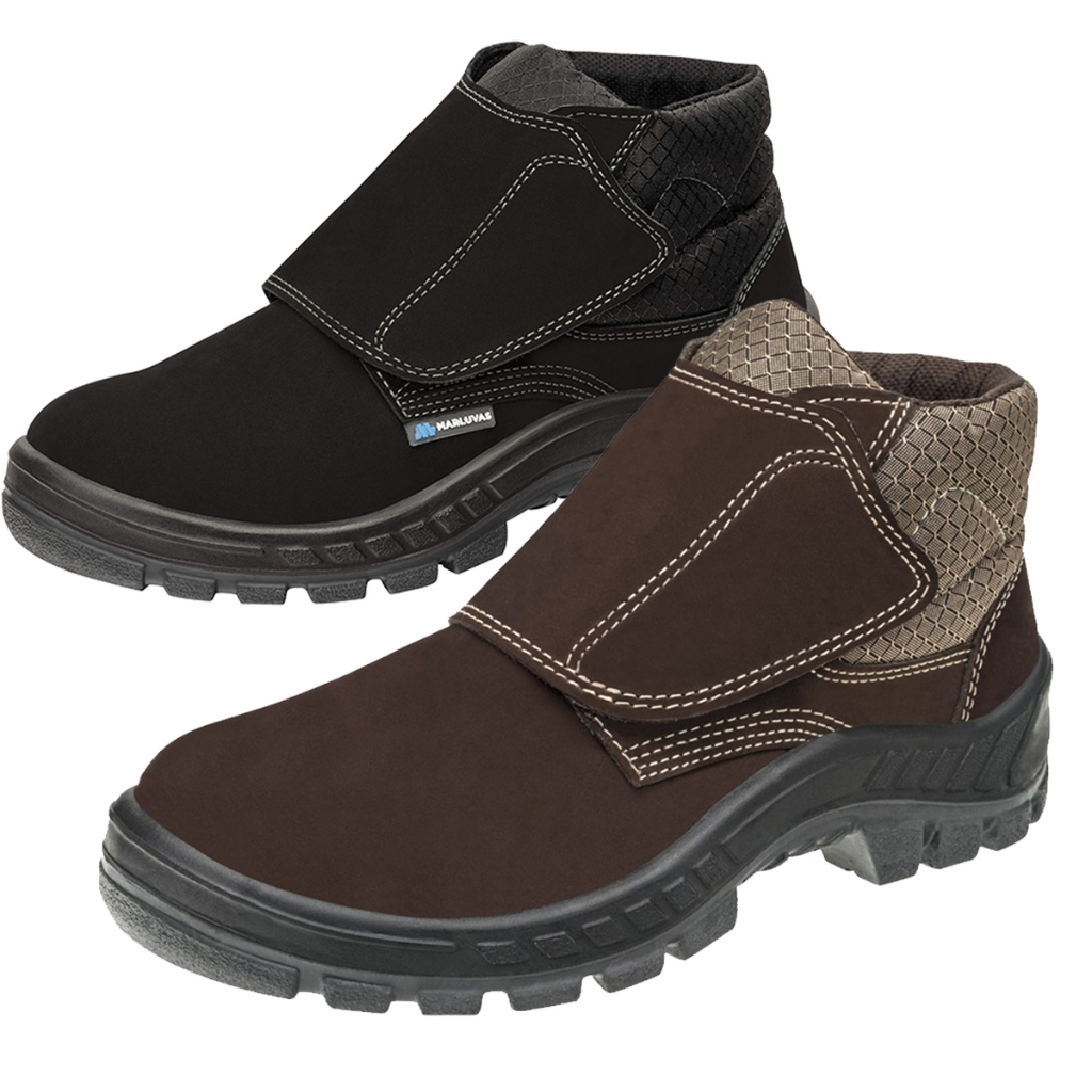 Bota Segurança Ocupacional Marluvas 50b26cb-vel-bp Nobuck Velcro Bico Protetivo PVC Bidensidade