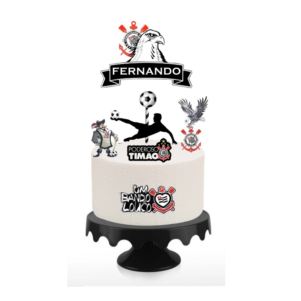 Topo de Bolo Topper de Bolo Aniversário CORINTHIANS