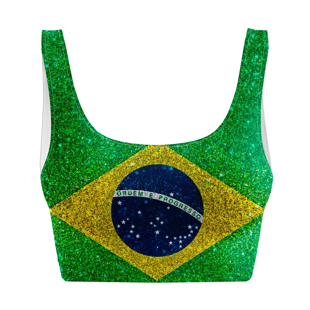 Top Cropped Regata Estampado Feminino Bandeira do Brasil