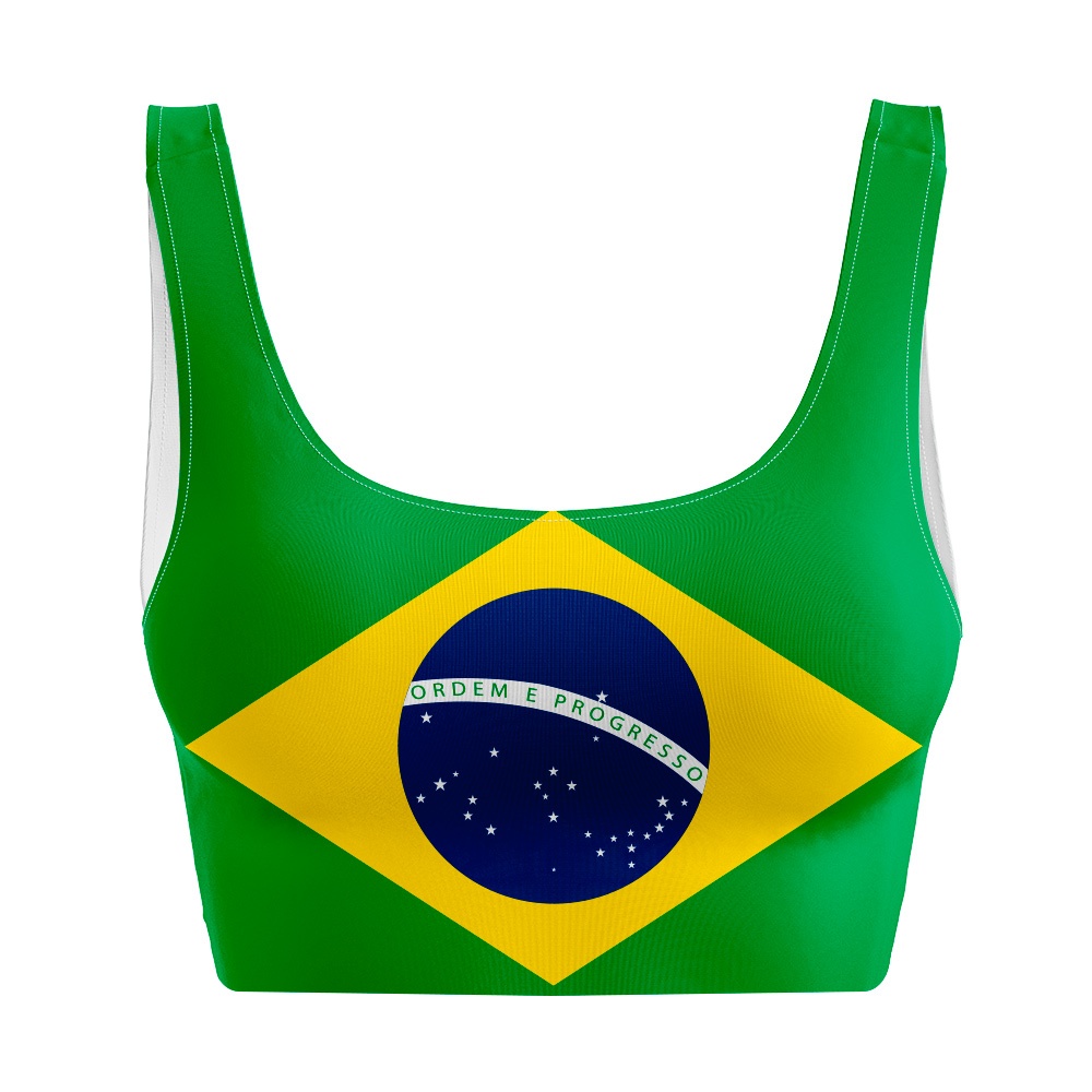 Top Cropped Regata Estampado Feminino Bandeira do Brasil