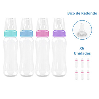 Mamadeira 240ML Lisa Menino Menina Pacote com 6 Unidades MAMADEIRA BICO REDONDO - PACOTE 6 UNIDADES
