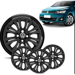 jogo calota Volkswagen gol aro 14 G3 G4 G5 G6 G7 e G8 preto fosco com emblemas Vw