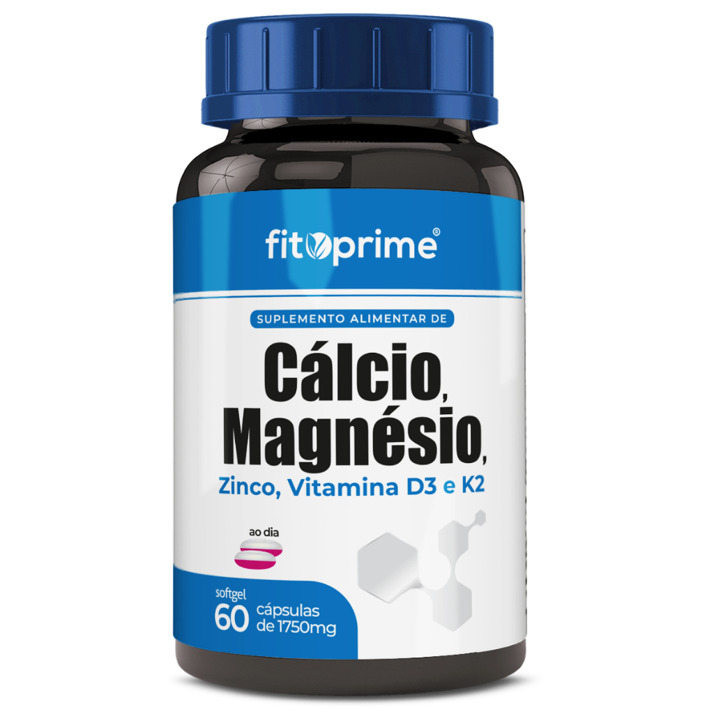Cálcio Magnésio e Zinco+ Vit D3 e K2 60 Cápsulas