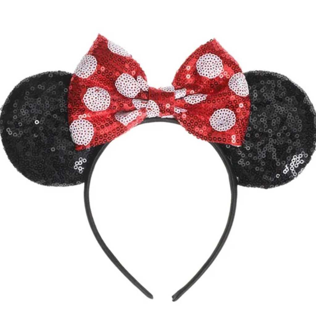 Tiara arco minnie orelhas laço vermelho póa festa aniversario infantil adulto